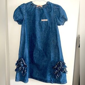 Girls Marni Denim Ruffle Dress Size 8